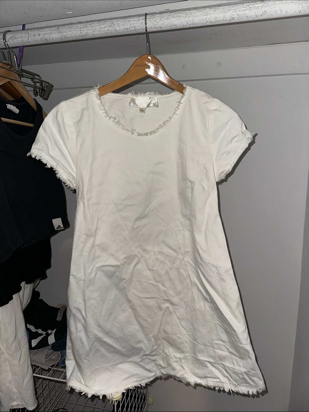 JOA Los Angeles Women's White Denim Short Sleeve Open Back Dress